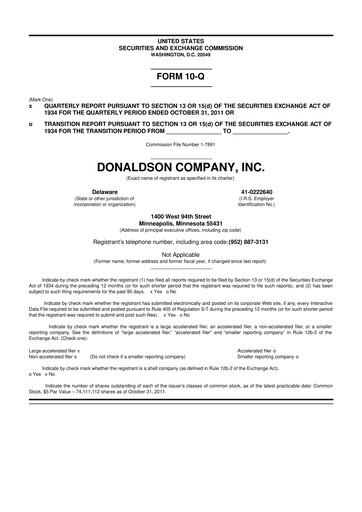 Thumbnail Donaldson Company 10-Q Quarterly Report FY2012 