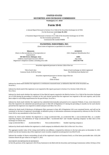 Thumbnail Flexsteel Industries 10-K Annual Report 2012