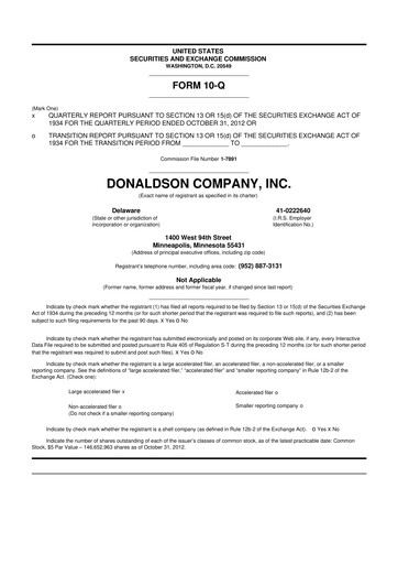 Thumbnail Donaldson Company 10-Q Quarterly Report FY2013 
