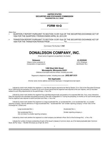 Thumbnail Donaldson Company 10-Q Quarterly Report FY2013 