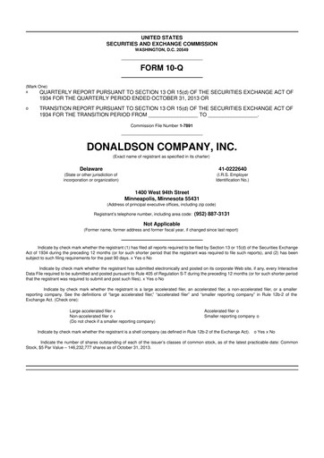Thumbnail Donaldson Company 10-Q Quarterly Report FY2014 