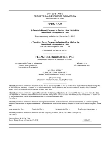 Thumbnail Flexsteel Industries 10-Q Quarterly Report FY 
