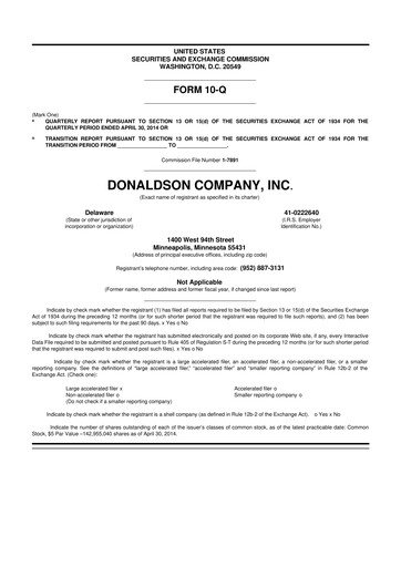 Thumbnail Donaldson Company 10-Q Quarterly Report FY2014 