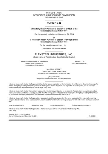 Thumbnail Flexsteel Industries 10-Q Quarterly Report FY 