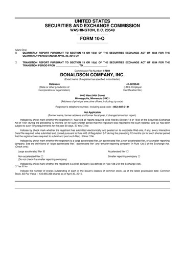 Thumbnail Donaldson Company 10-Q Quarterly Report FY2015 