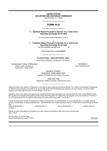 Thumbnail Flexsteel Industries 10-Q Quarterly Report FY 