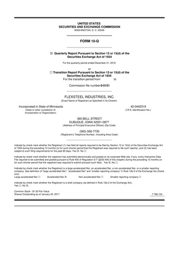 Thumbnail Flexsteel Industries 10-Q Quarterly Report FY 