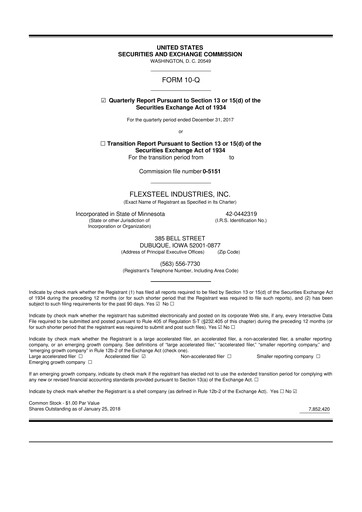 Thumbnail Flexsteel Industries 10-Q Quarterly Report FY 