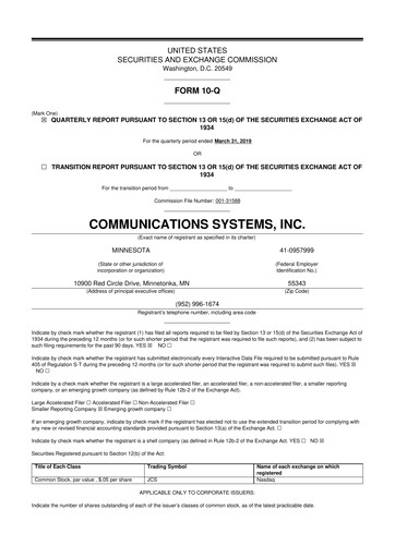 Miniature SUNation Energy Inc. 10-Q Rapport trimestriel 2019 