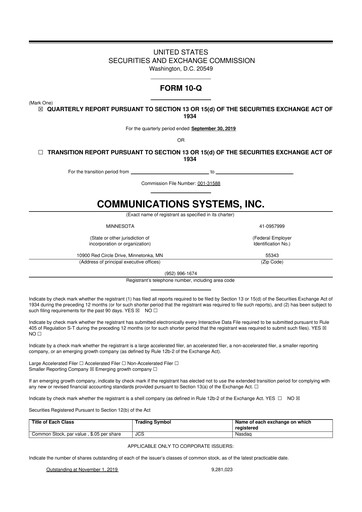 Miniature SUNation Energy Inc. 10-Q Rapport trimestriel 2019 