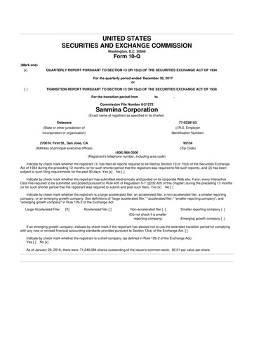 Vorschaubild Sanmina 10-Q Quartalsbericht 2018 