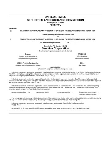 Vorschaubild Sanmina 10-Q Quartalsbericht 2018 