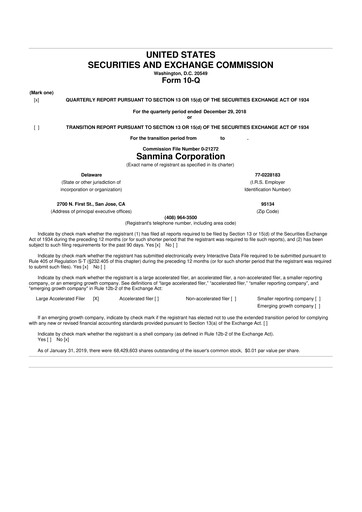 Vorschaubild Sanmina 10-Q Quartalsbericht 2019 