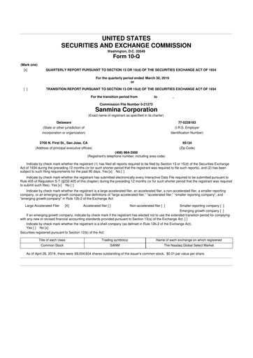 Vorschaubild Sanmina 10-Q Quartalsbericht 2019 