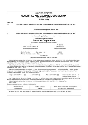 Vorschaubild Sanmina 10-Q Quartalsbericht 2019 