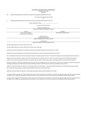 Thumbnail O'Reilly Automotive 10-K Annual Report 