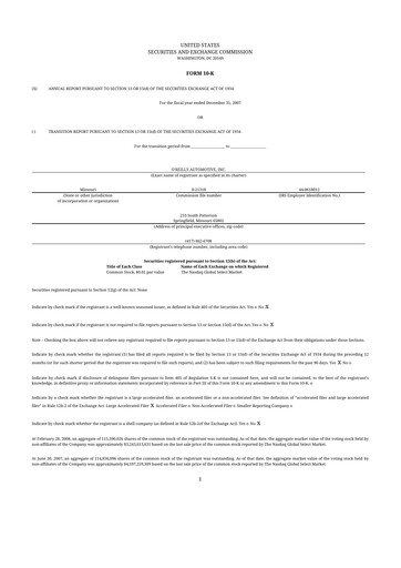 Thumbnail O'Reilly Automotive 10-K Annual Report 