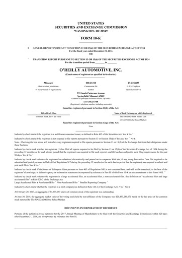 Thumbnail O'Reilly Automotive 10-K Annual Report 2016