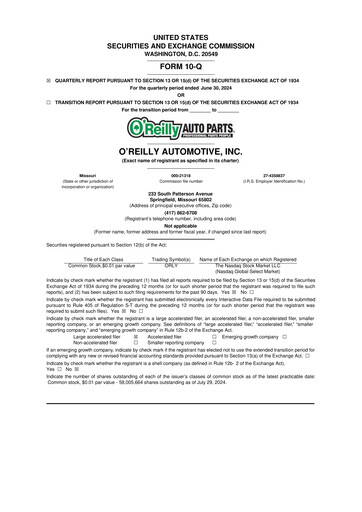 Thumbnail O'Reilly Automotive 10-Q Quarterly Report FY2024 