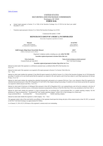 Thumbnail Reinsurance Group of America
 10-K Annual Report 2015