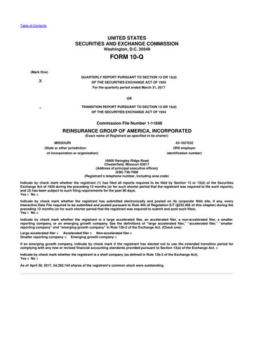 Thumbnail Reinsurance Group of America
 10-Q Quarterly Report FY2017 