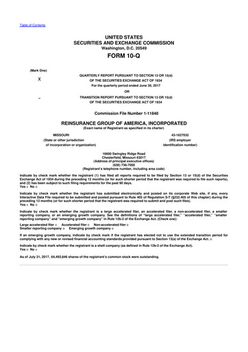 Thumbnail Reinsurance Group of America
 10-Q Quarterly Report FY2017 