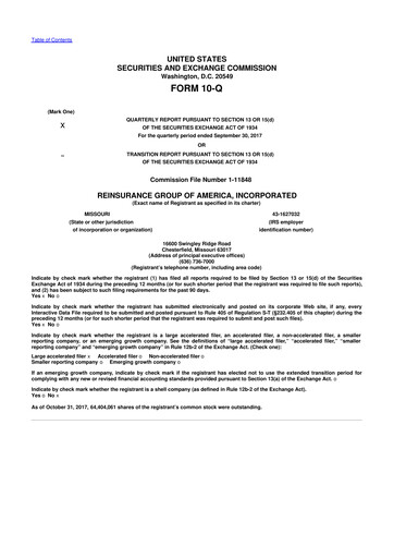 Thumbnail Reinsurance Group of America
 10-Q Quarterly Report FY2017 