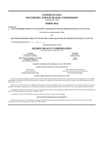 Thumbnail Kilroy Realty 10-K Annual Report 