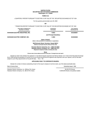 Thumbnail Hawaiian Electric Industries 10-Q Quarterly Report FY 