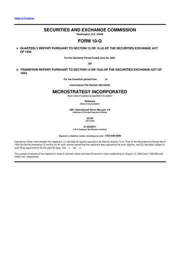 Thumbnail Strategy 
 (MicroStrategy) 10-Q Quarterly Report FY 