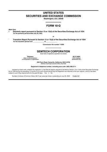Vorschaubild Semtech 10-Q Quartalsbericht  