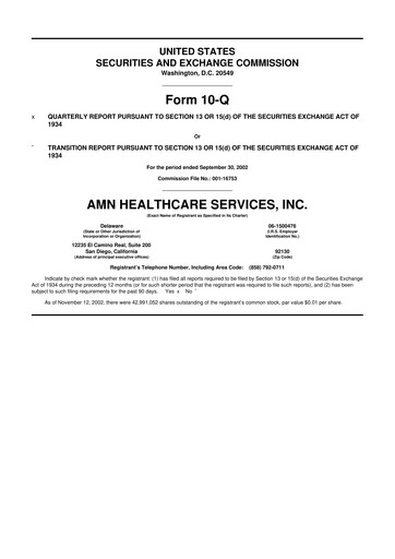 Thumbnail AMN Healthcare Services 10-Q Quarterly Report FY 