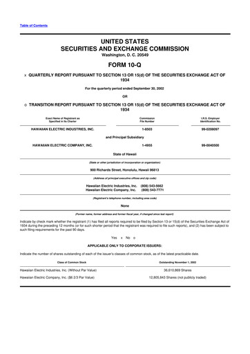 Thumbnail Hawaiian Electric Industries 10-Q Quarterly Report FY 
