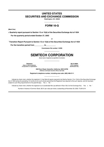 Vorschaubild Semtech 10-Q Quartalsbericht  