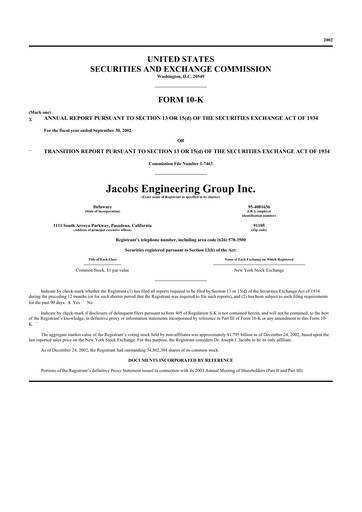 Thumbnail Jacobs Engineering 10-K Annual Report 