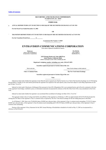 Thumbnail Entravision Communications
 10-K Annual Report 