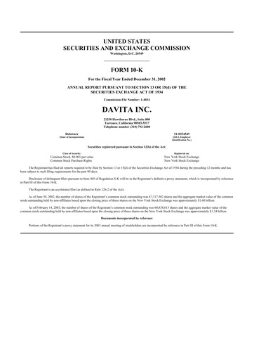 Thumbnail DaVita 10-K Annual Report 