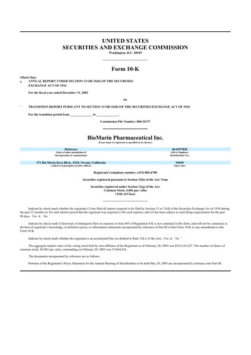Thumbnail BioMarin Pharmaceutical 10-K Annual Report 