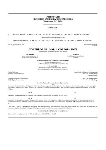 Thumbnail Northrop Grumman 10-K Annual Report 