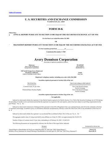 Miniature Avery Dennison
 10-K Rapport annuel 