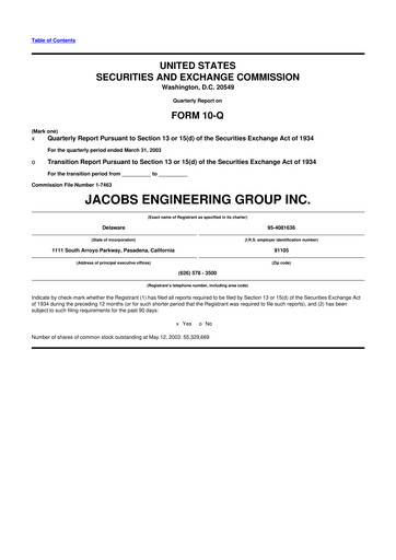 Thumbnail Jacobs Engineering 10-Q Quarterly Report FY 