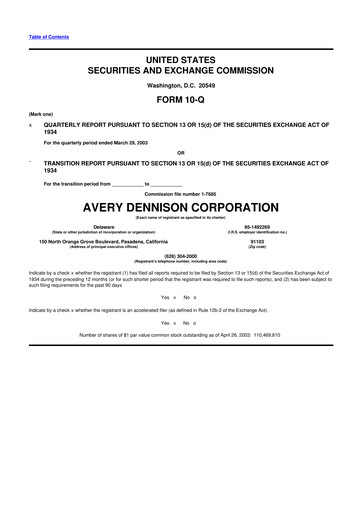 Thumbnail Avery Dennison
 10-Q Quarterly Report FY 