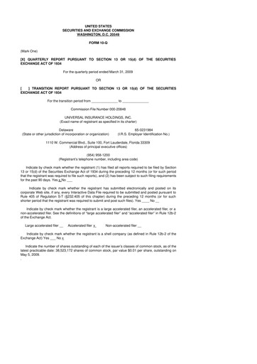 Vorschaubild Universal Insurance Holdings 10-Q Quartalsbericht  