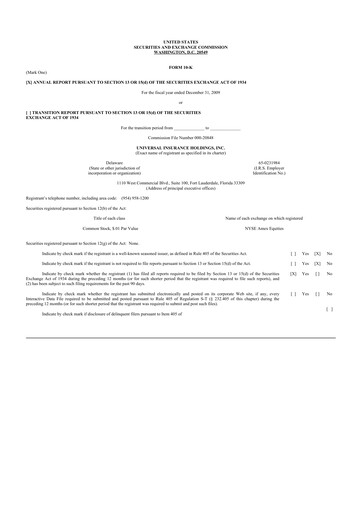 Thumbnail Universal Insurance Holdings 10-K Annual Report 