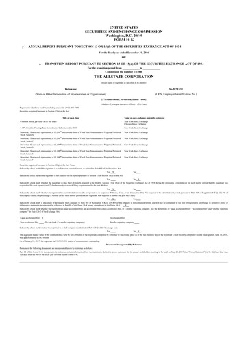 Thumbnail Allstate 10-K Annual Report 2016