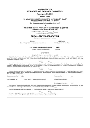 Thumbnail Allstate 10-Q Quarterly Report FY2017 