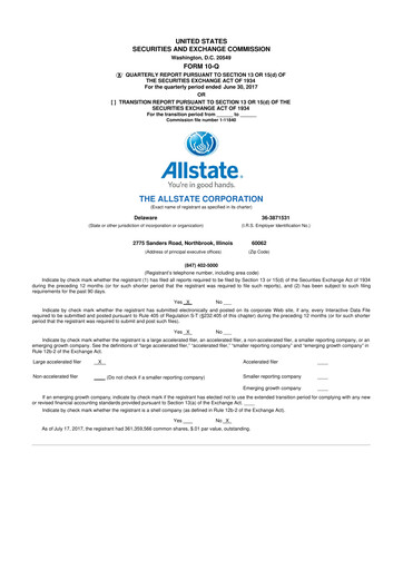 Thumbnail Allstate 10-Q Quarterly Report FY2017 