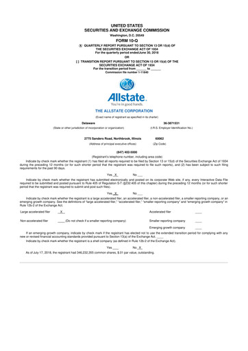 Thumbnail Allstate 10-Q Quarterly Report FY2018 