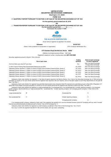 Thumbnail Allstate 10-Q Quarterly Report FY2019 