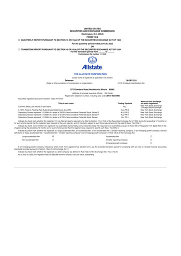 Thumbnail Allstate 10-Q Quarterly Report FY2022 